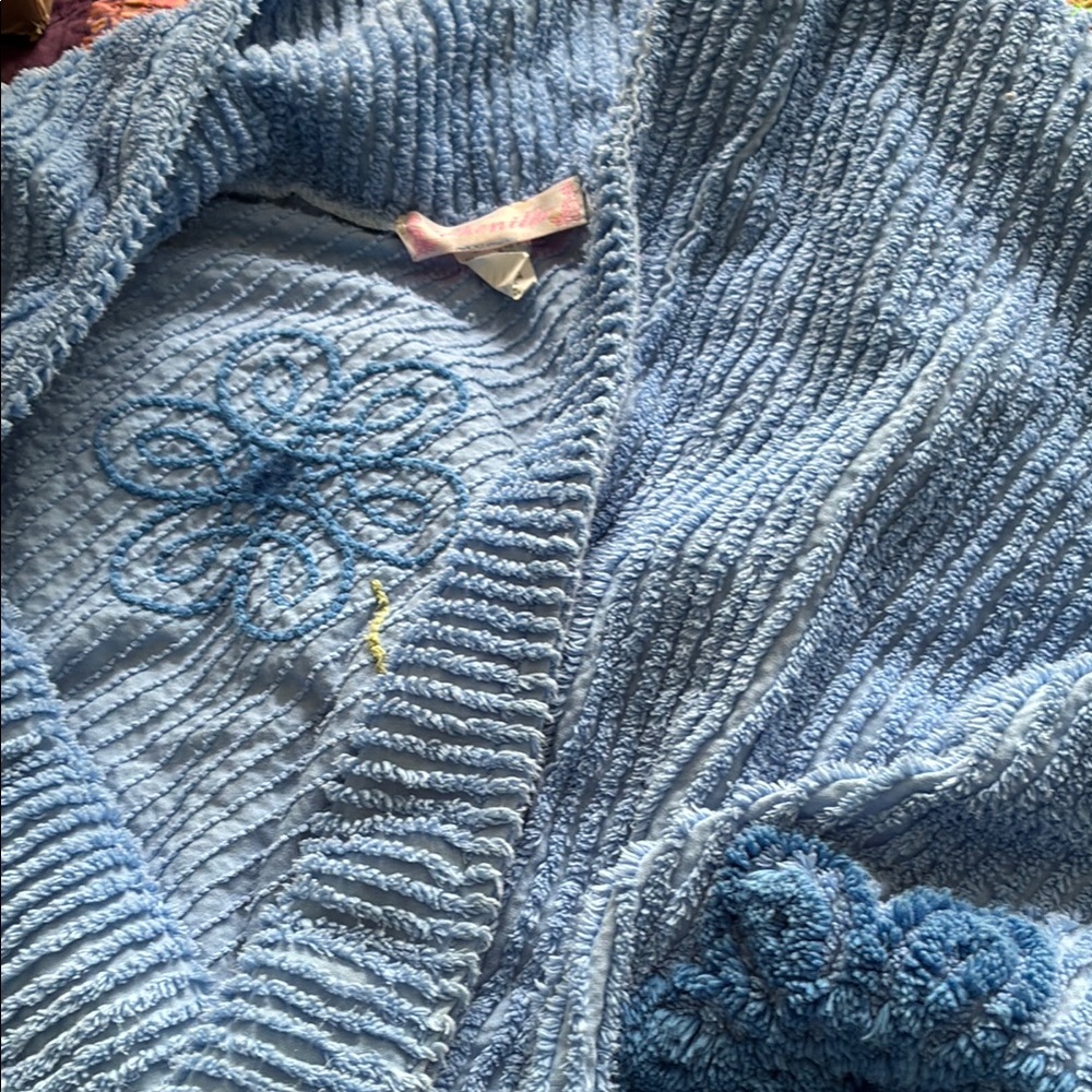 Hand crafted chenille Blue Women's swing jacket - Picture 6 of 10